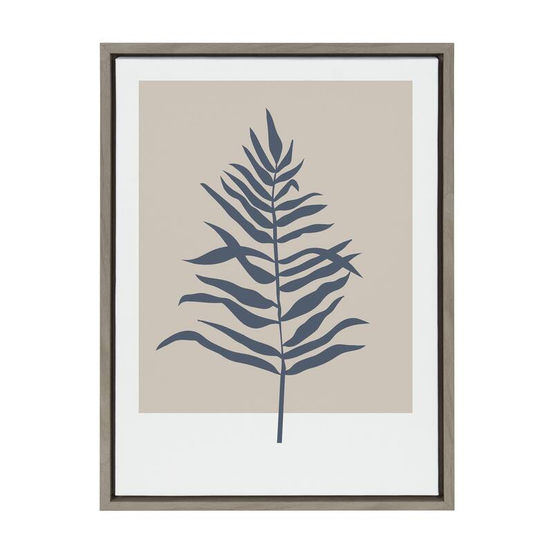 Kate and Laurel Muted Tan Blue Fern Canvas by Creative Bunch Studio