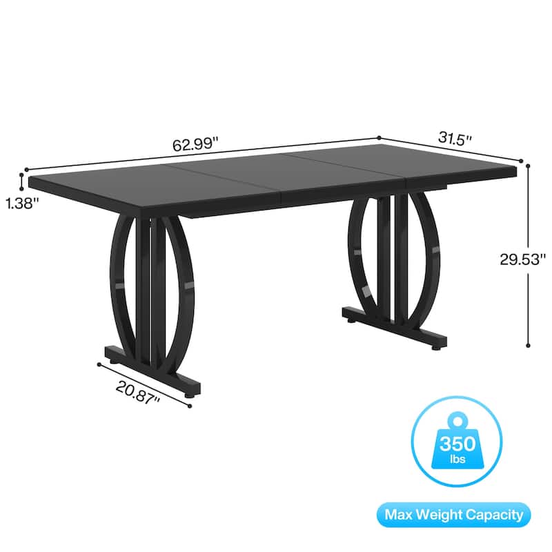 63-Inch Modern Computer Desk with Metal Frame for Home Office, Black