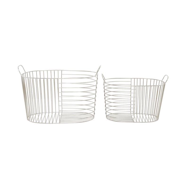 CosmoLiving by Cosmopolitan Modern Metal Storage Basket with Handles (Set of 2) - Gold, Silver, Dark Gray