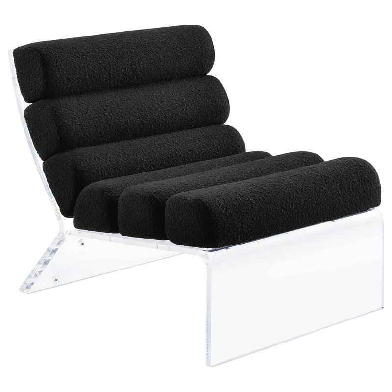 Serreta Boucle Upholstered Armless Acrylic Chair - Black
