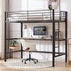 preview thumbnail 1 of 4, VECELO Twin Metal Loft Bed with Built-in Desk – Space-Saving Study Bed for Kids, Teens & Adults, No Box Spring Needed Black