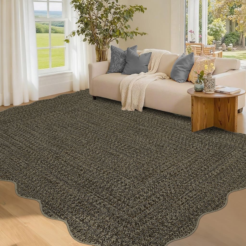 Garvee Scalloped Braided Printed Area Rug