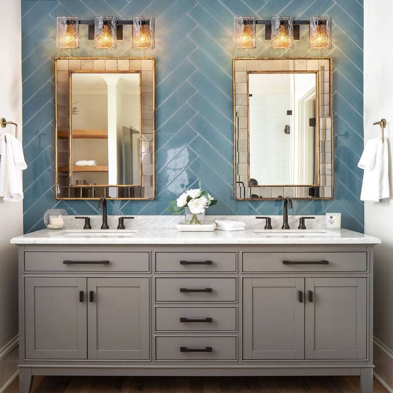 3/4-Light Textured Smoke Glass Wall Sconce — Modern Industrial Vanity Light for Bathroom