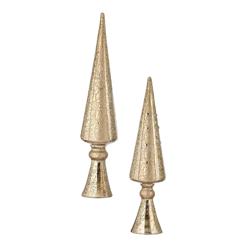 15-18" Mercury Glass Finial Tree Set of 2