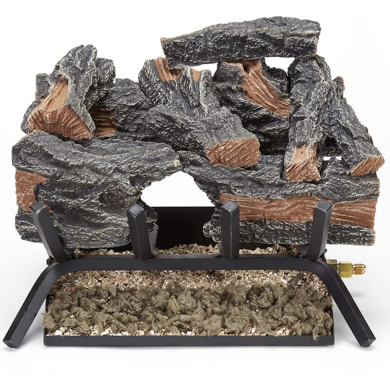HearthSense Natural Gas Vented Fireplace Logs Set with Match Light, 45000 BTU, Heats up to 1650 Sq. Ft, 18 Inches