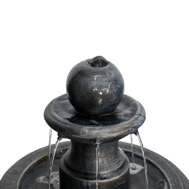 2 Tiered Floor Waterfall Fountain with Pump for Outdoor Patio Garden