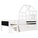 preview thumbnail 11 of 10, Solid Wood Twin Size House Bed with Drawers and 2 Blackboard