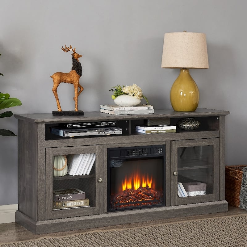 Modern Entertainment Console with 18" Fireplace Insert
