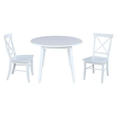 42" Solid Wood Round Dual Drop Leaf Table with Dining Chairs
