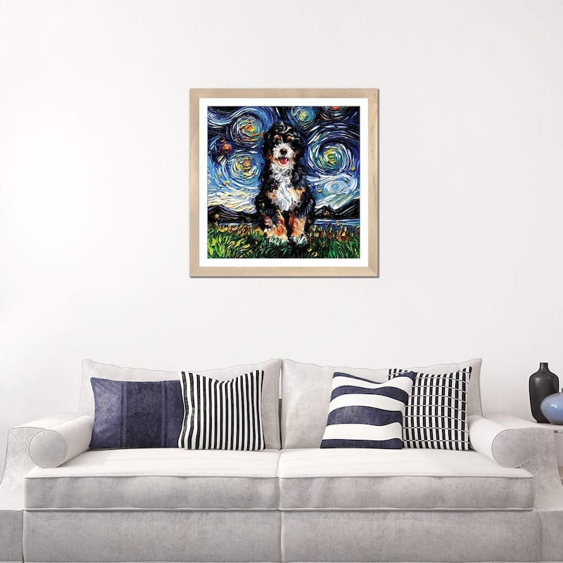 iCanvas "Bernedoodle Night" by Aja Trier