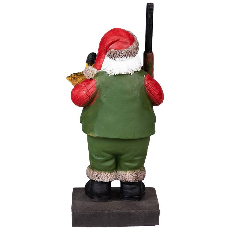 8.5" Hunter Santa with Duck Christmas Stocking Holder
