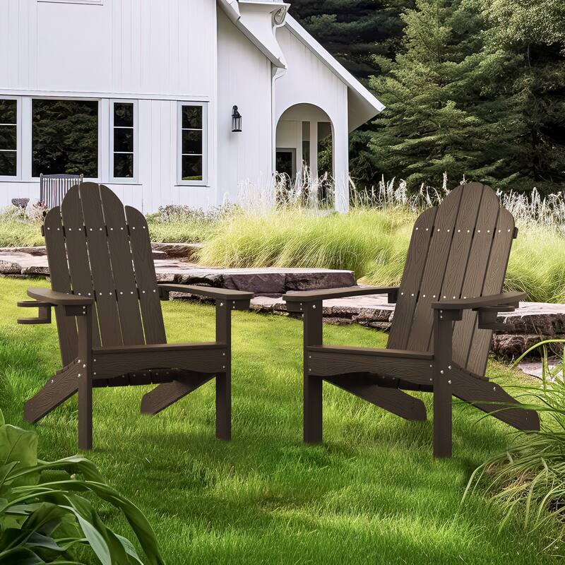 Plastic Poly Weather Resistant Outdoor Patio Adirondack Chair 2-Pack - 35"D x 30"W x 36.2"H