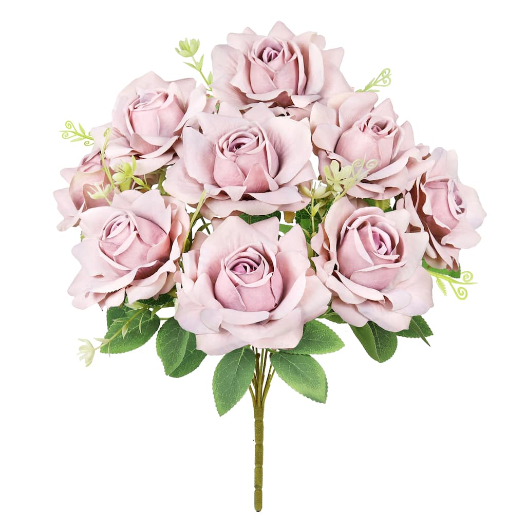 Set of 2 Hot Pink Artificial Gardenia Rose Flower Stem Bush Bouquet 17in - 17" L x 11" W x 11" DP
