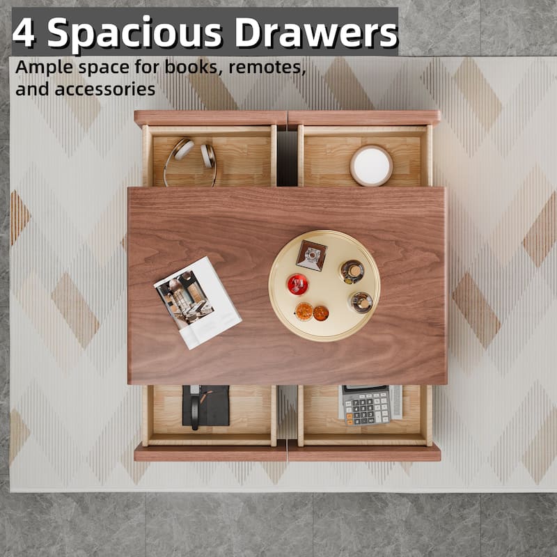 Modland 47" Handmade Modern Coffee Table with 4 Drawers & Rounded Corners - 47.24