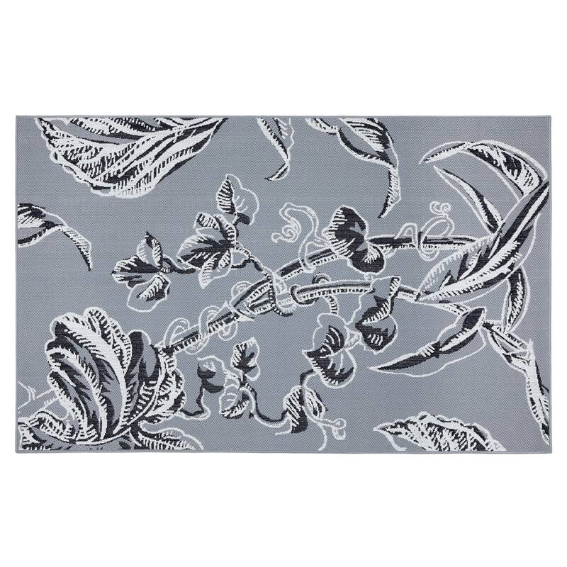 Vera Bradley by Classic Accessories Indoor/Outdoor Rug - 8'W x 10'L - Rain Forest Toile Gray