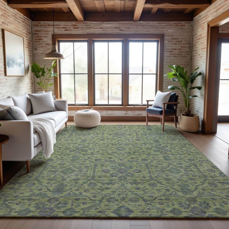 Premium Washable Super Soft Traditional Persian Mayfield Rug - Lime - 9' x 12'