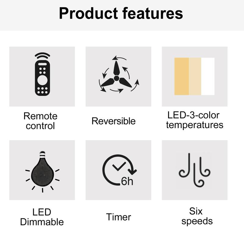 Modern Smart Ceiling Fan Light with Lighting and 5 Blades, 6 Speed Adjustment for Bedroom and Living Room