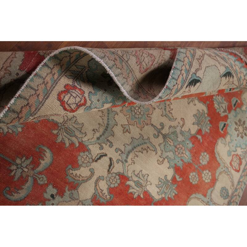 Distressed Kashmar Persian Vintage Area Rug Hand-Knotted Wool Carpet - 4'7" x 6'1"