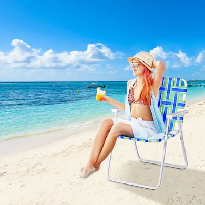 Patio Folding Web Chair Set 6 Pack Portable Chair