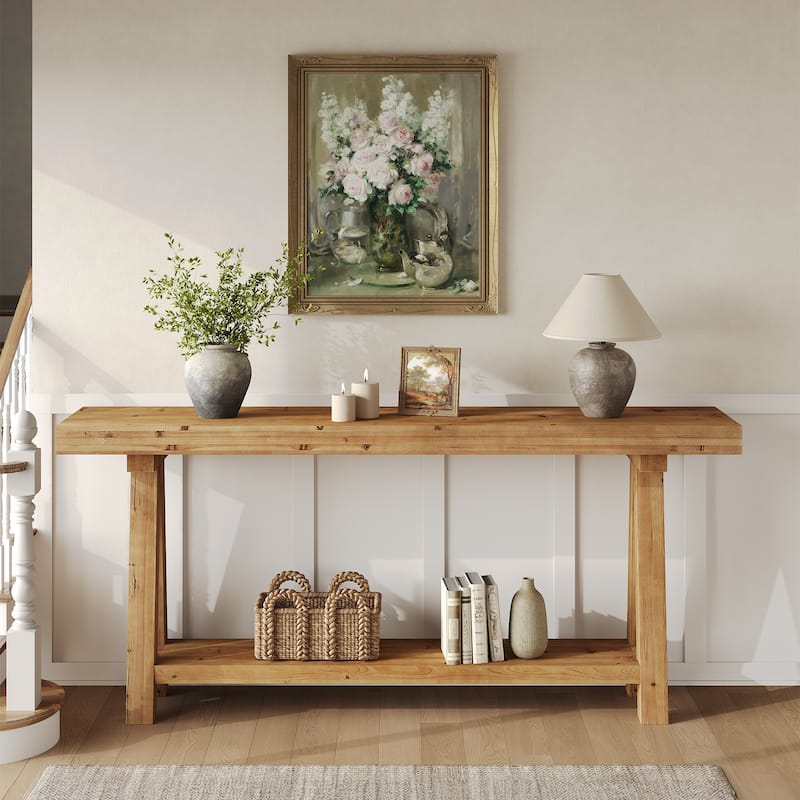 Solid Wood Console Table for Entryway, 70.87-Inch Long Sofa Table