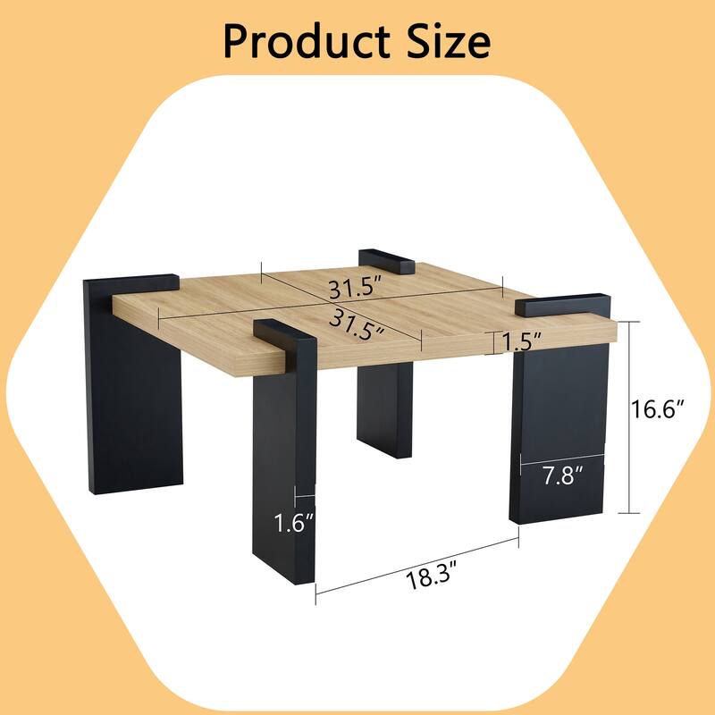31.5" Compact Coffee Table, Dark Wood Grain Look