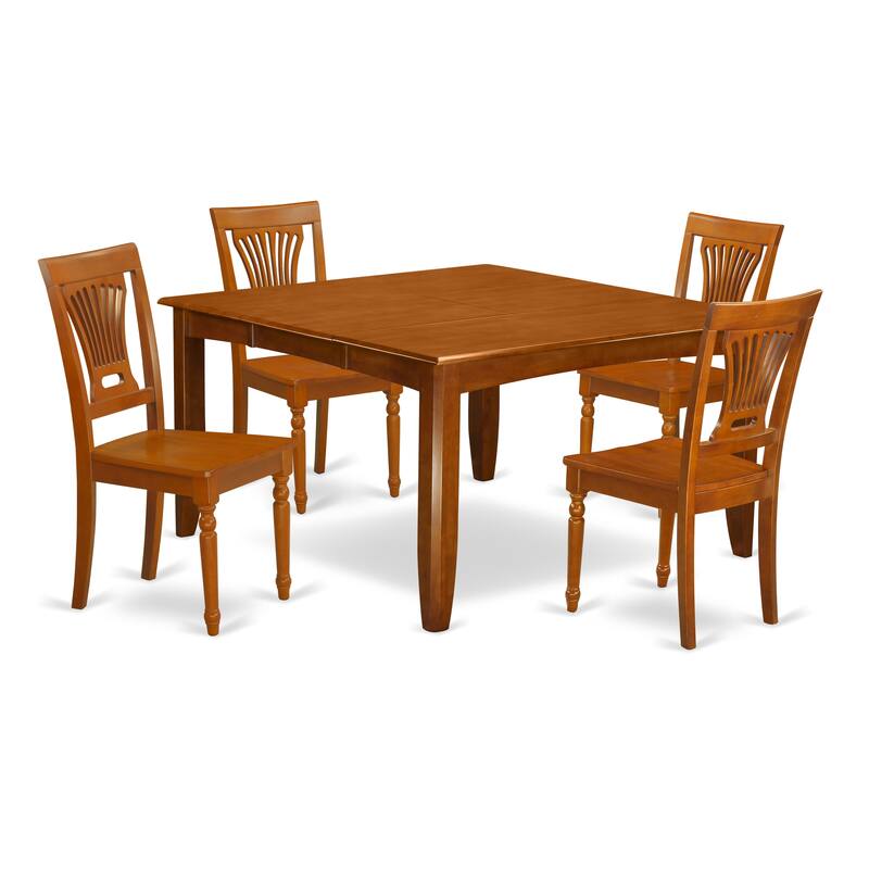 East West Furniture Table Set Includes a Square Dining Table with Butterfly Leaf and Dining Chairs (Chair Seat Type Options)