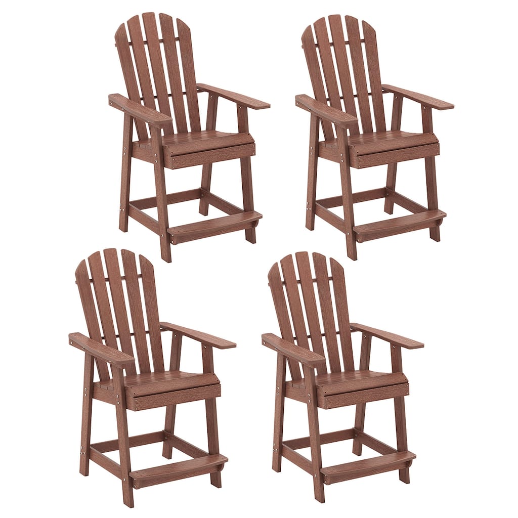 Gymax 4 PCS Bar Stool HDPE Patio Chair w/ Armrest Footrest Home Indoor