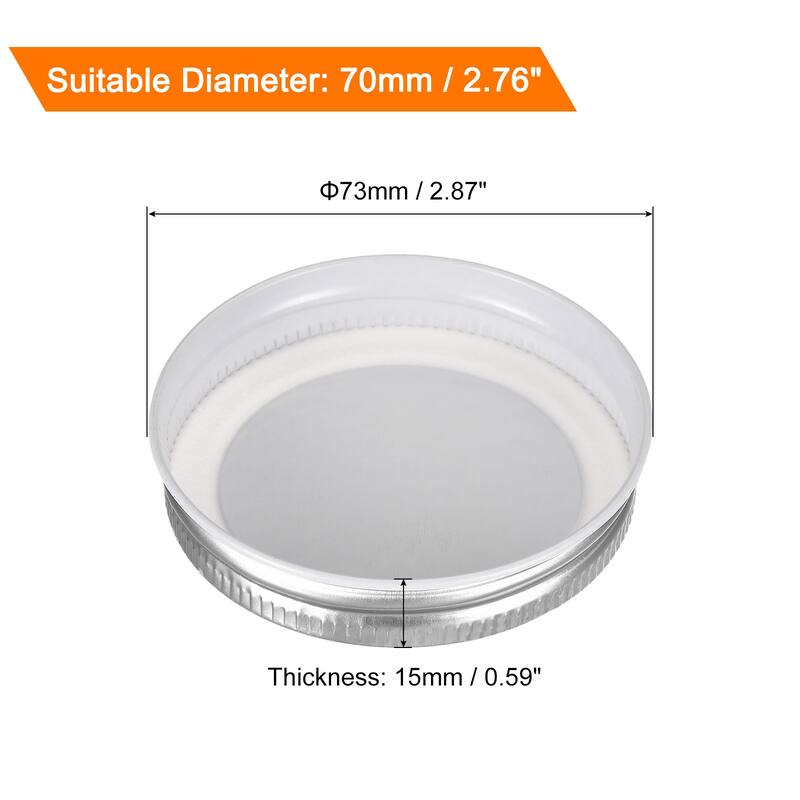 Mason Jar Lids, 24 Pcs - Tinplate Canning Lids Leak Proof - Silver - 70mm