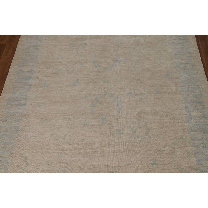 Hand Knotted Oriental 100% Wool Carpet Transitional All-Over Beige & Ivories Oushak Area Rug - 8' 10'' X 5' 10''