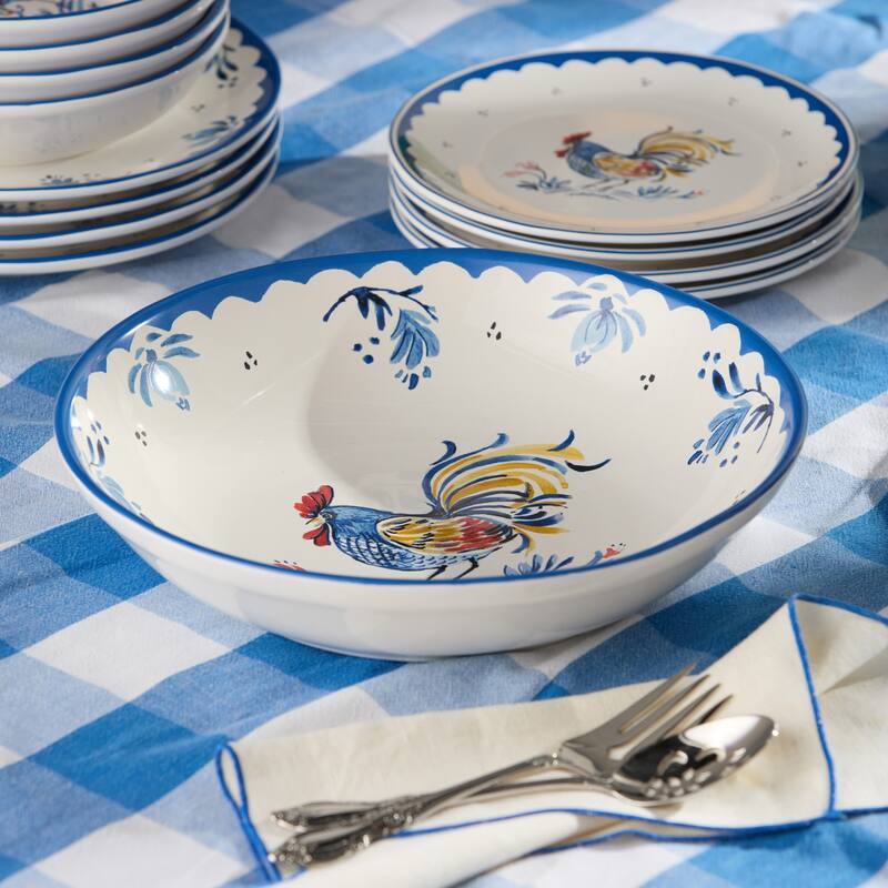 Certified International French Rooster 128 oz. Serving Bowl 13" x 3" - 13.00"L x 13.00"W x 3.00"H