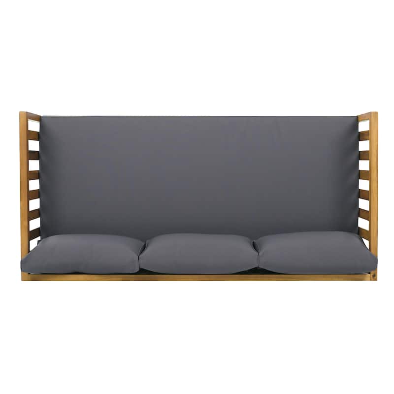 Roomfitters 3 Seater Wooden Patio Sofa with Weather-Resistant Cushions, Modern Outdoor Daybed, Sturdy Patio Seating