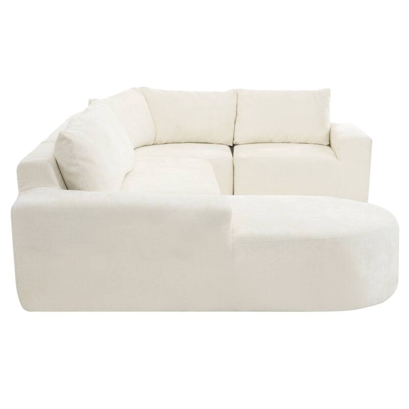 Christopher Knight Home - Cami 140.5" Chenille Upholstered U-shaped Modular Compressed Sectional Sofa with Pillows