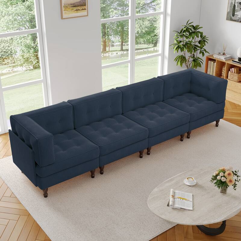 UIXE 4-Piece Corduroy Upholstered Modular Sectional Sofa for Living Room