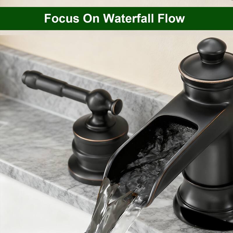 Topcraft Two Handle Waterfall Bathroom Faucet with Pop-Up Drainer