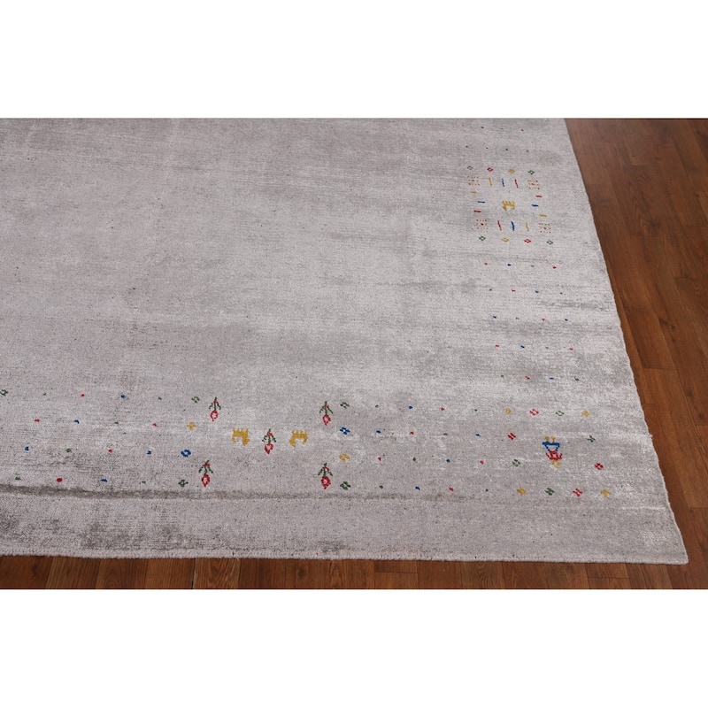 Tribal Gabbeh Oriental Area Rug Handmade Silk Carpet - 7'11" x 9'9"