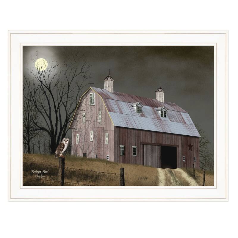 TrendyDecor4U Farmhouse "Midnight Moon" Framed Print Wall Art by Billy Jacobs