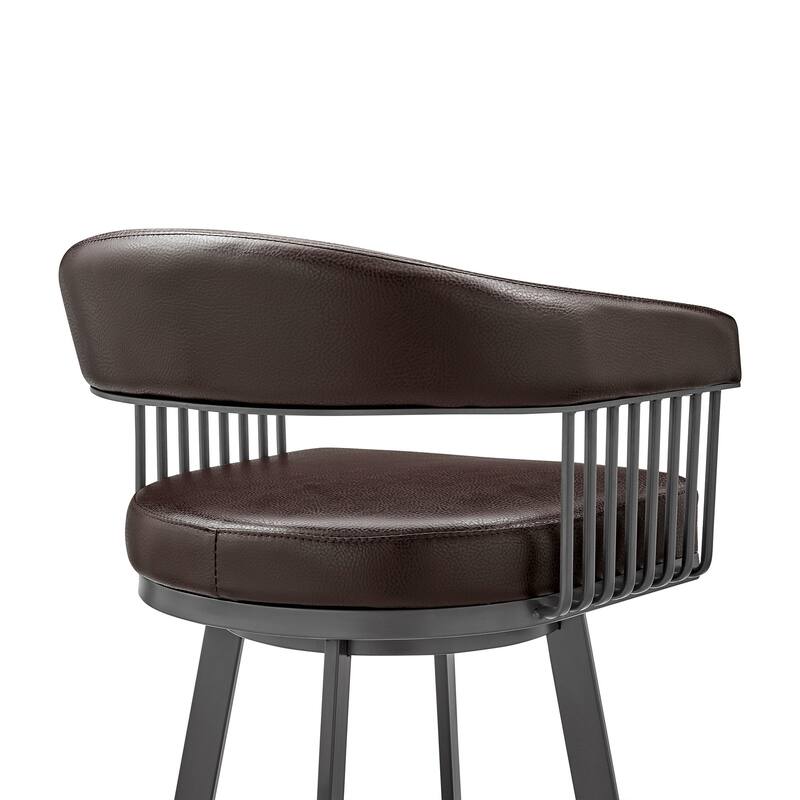 Modern Swivel Low Back Bar Height Stool Chair with Iron Frame and Metal Finish Perfect for Kitchen Island