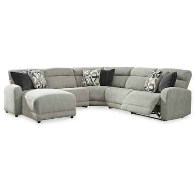 Signature Design by Ashley Colleyville Gray 5-Piece Power Reclining Sectional with Chaise - 105"W x 106"D x 39"H