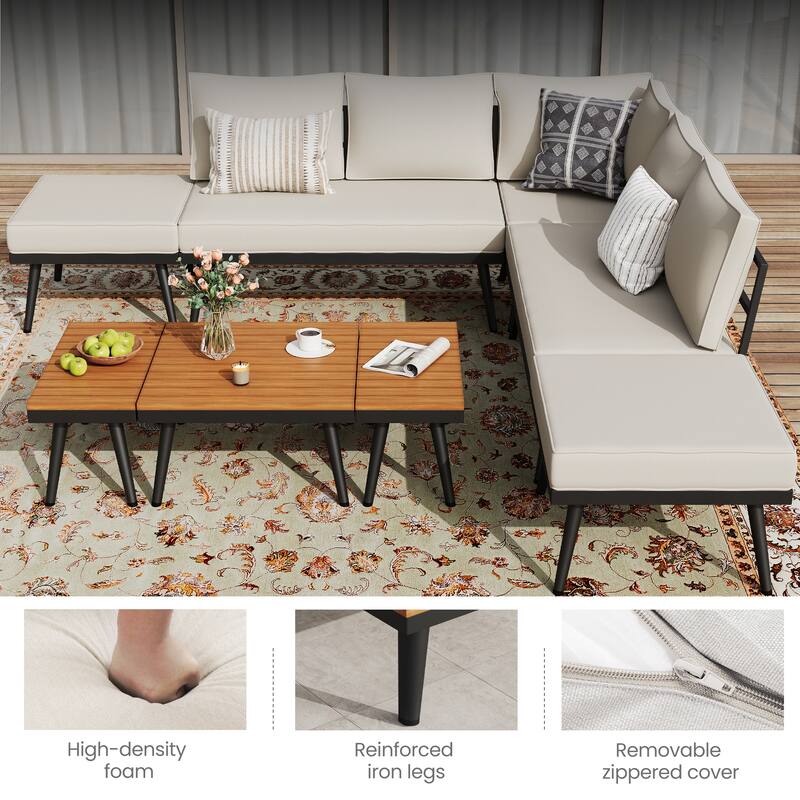 8-Piece Patio Furniture Set with Angled Legs and Cushions