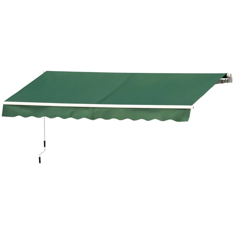 Outsunny 12' x 10' Retractable Awning Patio Awnings Sun Shade Shelter with Manual Crank Handle, 280g/m² UV