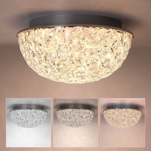 Modern LED ceiling light fixture crystal flush mount light fixture bowl