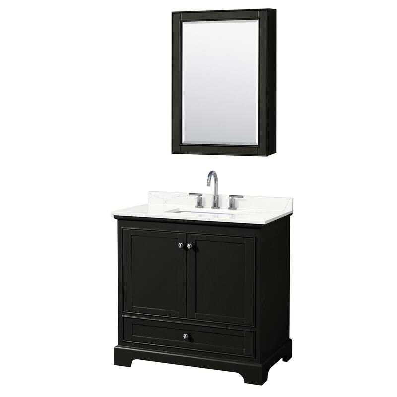 Wyndham Collection WCS202036S-QTZ-US3MED Deborah 36" Free Standing - Dark Espresso / Giotto Quartz Top / Polished