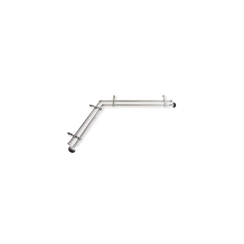 Corner Window Curtain Rod Double 66-120" Adjustable Satin Nickel Rod - M