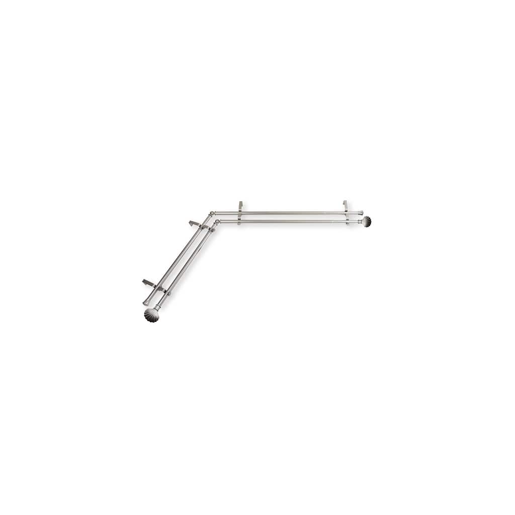 Corner Window Curtain Rod Double Rustic Adjustable 48-84" Satin Nickel Home Decor - M