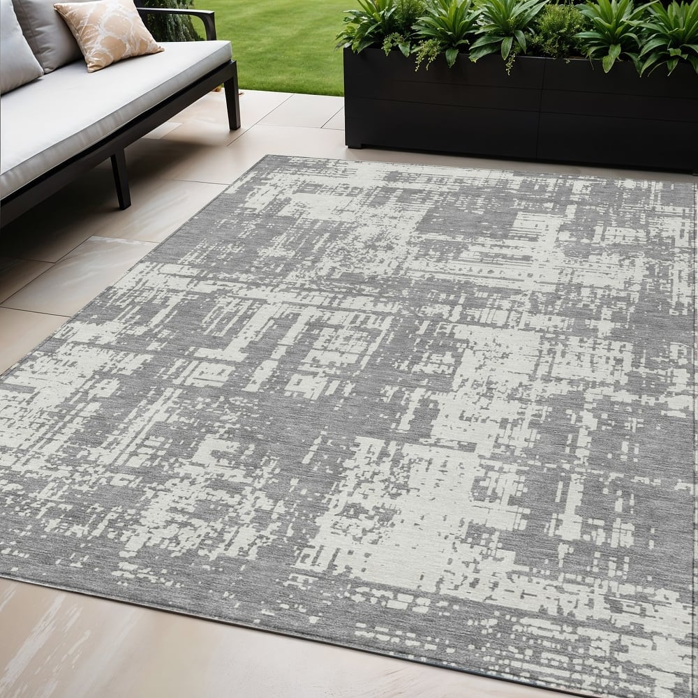 HomeRoots Abstract Transitional Rectangle Outdoor Rug