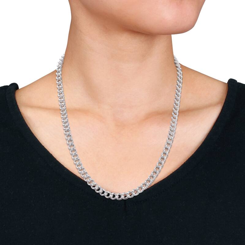 Miadora Sterling Silver Curb Link Necklace