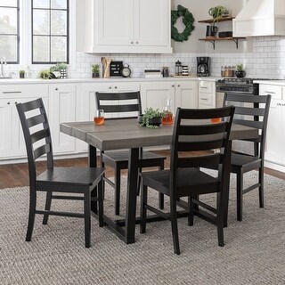 Walker Edison 5-piece Distressed Solid Wood Dining Set - Bed Bath ...