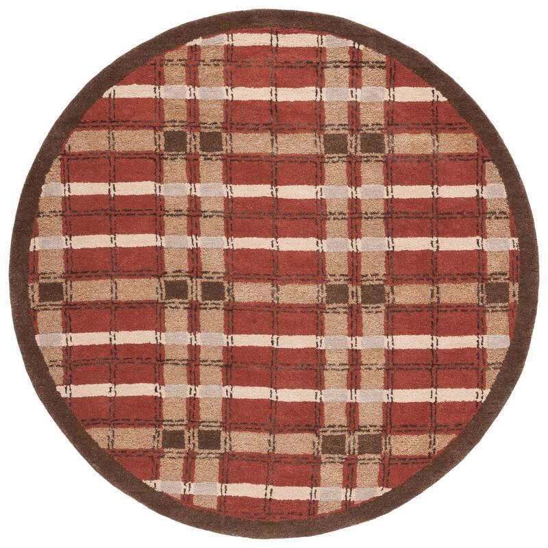 Martha Stewart by SAFAVIEH Colorweave Plaid Wool/ Viscose Rug - 6' Round - October Leaf Re