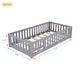 preview thumbnail 4 of 7, Twin Size Floor Bed with Door & Fence, Wooden Montessori Bed for Kids
