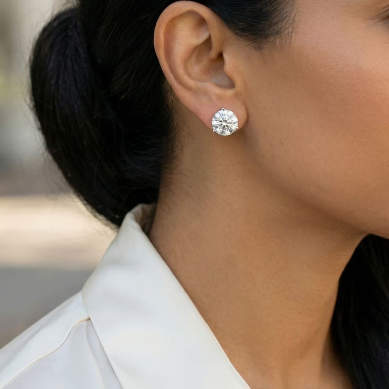 Bliss Diamond Certified 8 Ct tw White Gold Lab Grown Round-Cut Diamond Martini Studs